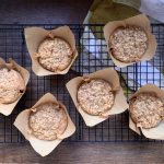 Sourdough Apple Oat Muffins on a cooling rack