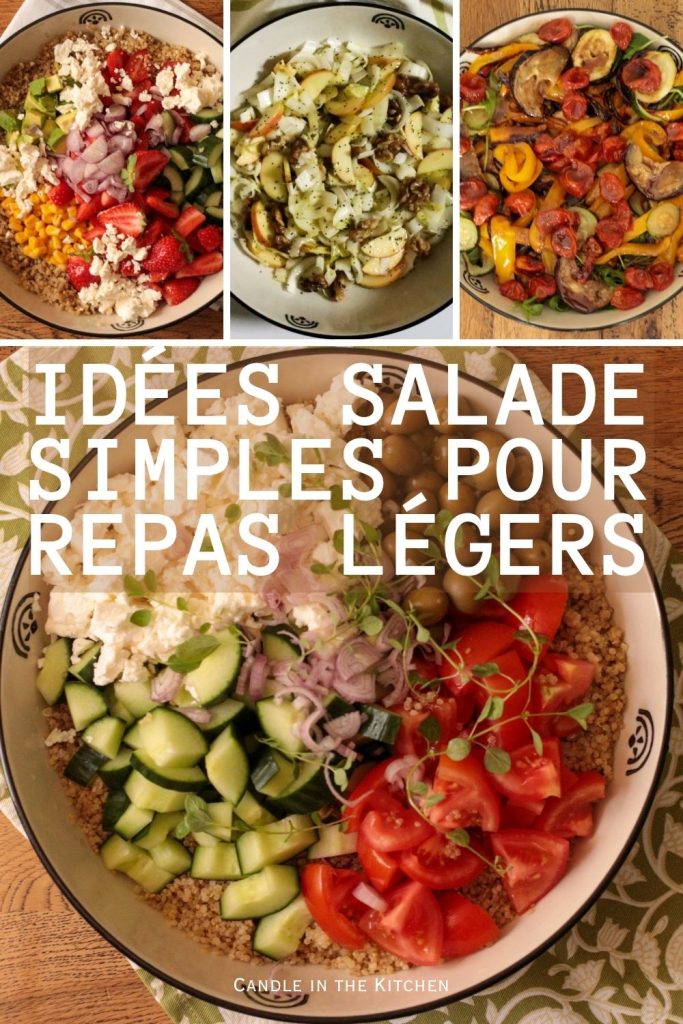 6 easy salad ideas pinterest graphic in french