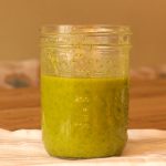finished sweet basil dressing in a mason jar
