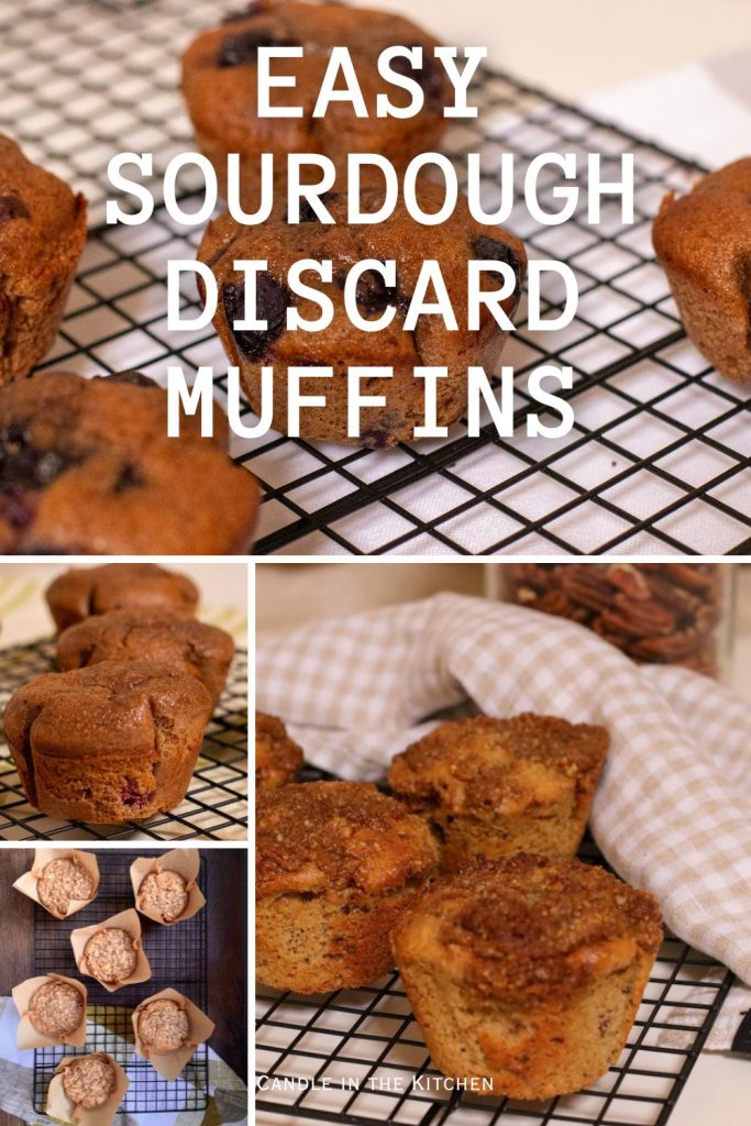 sourdough discard muffins pinterest graphic in english