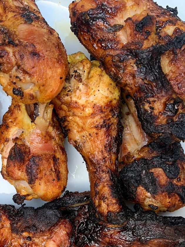 chicken drumsticks in dairy free marinade for chicken, grilled
