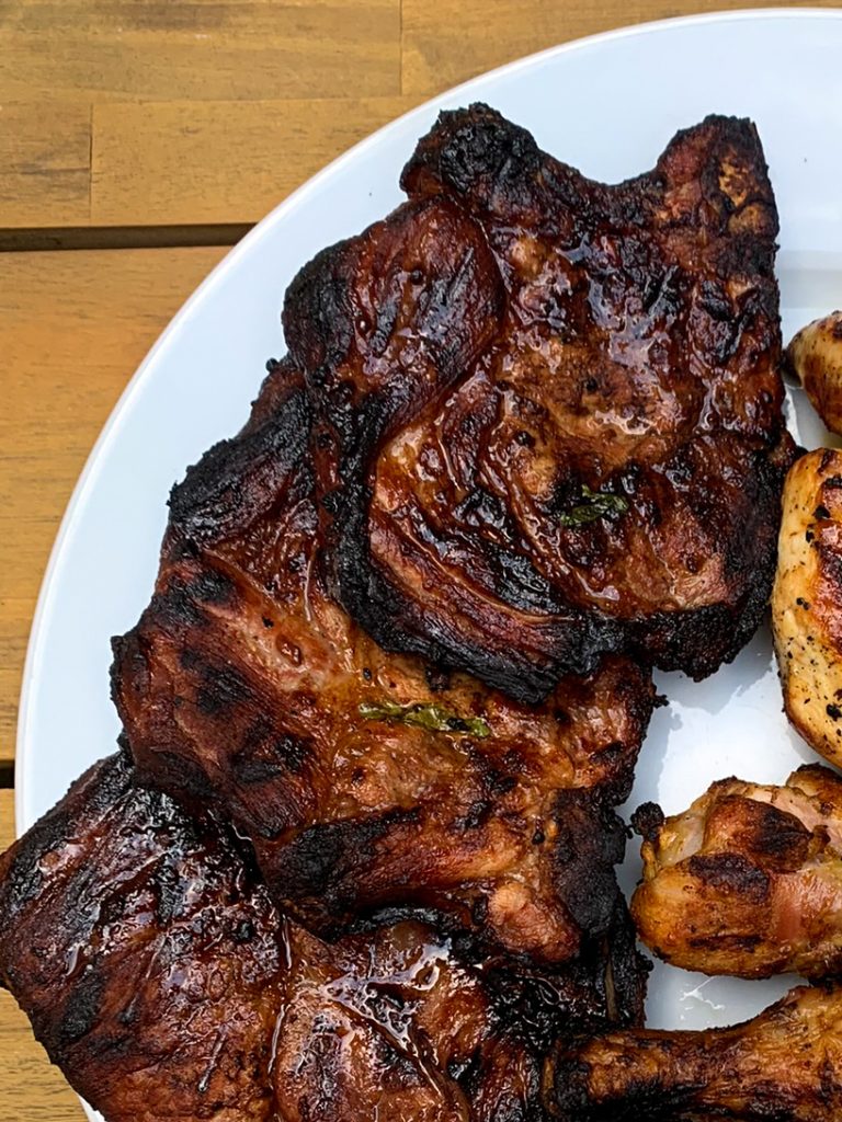 grilled pork chops with easy soy sauce marinade with honey and garlic