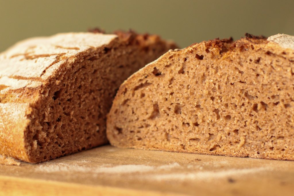crumb of whole wheat artisan loaf 100% fresh milled