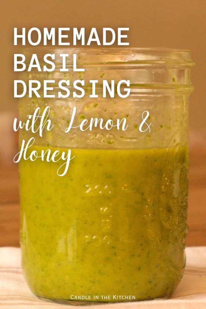 sweet basil dressing with lemon and honey pinterest graphic english