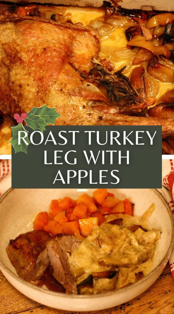 rôti de dinde aux pommes et aux oignons pinterest graphic