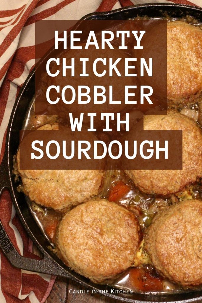 chicken cobbler recipe pinterest graphic in english