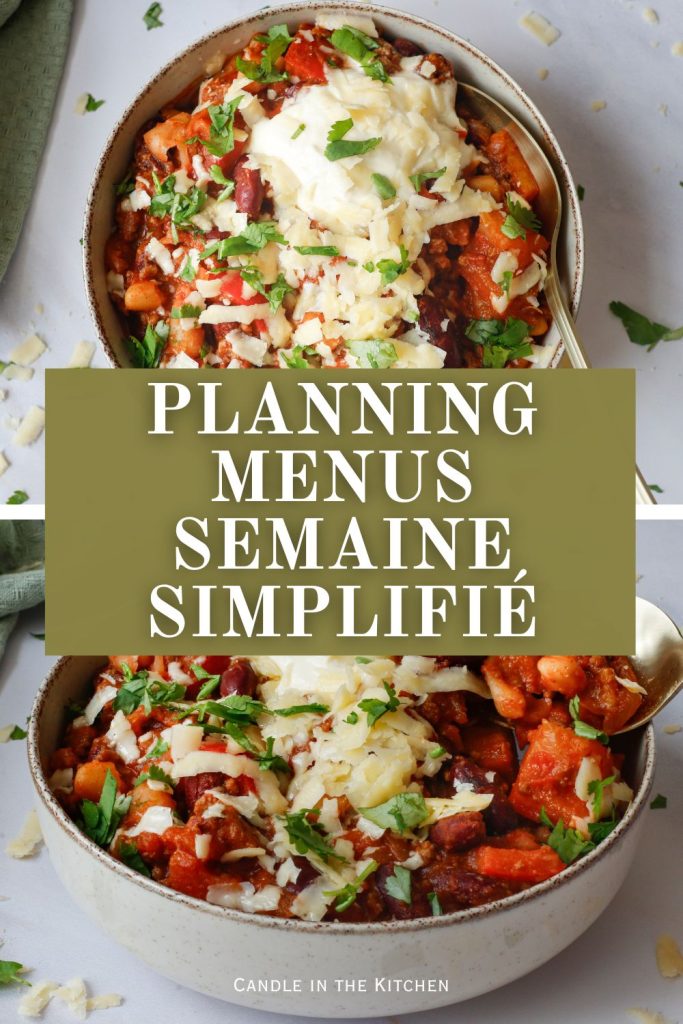 chili dans un bol plan de repas simple avec liste de courses pinterest graphic french