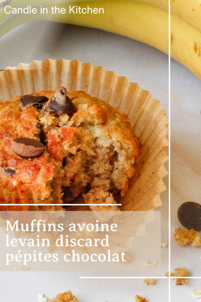 sourdough banana oat muffins with chocolate chips pinterest graphic french